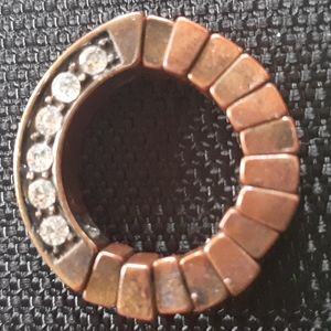 stretch elastic gold brass tone rhinestone ring